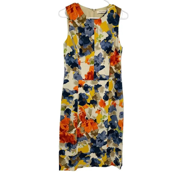 Etro Dresses & Skirts - Etro Women's Zip Back Scoop Neck Floral Print Midi Dress Size 44 Viscose Wool